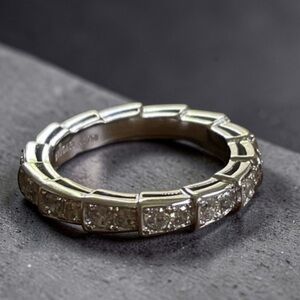 Snake Bone wedding Band 18K White Gold Plated Sterling Silver